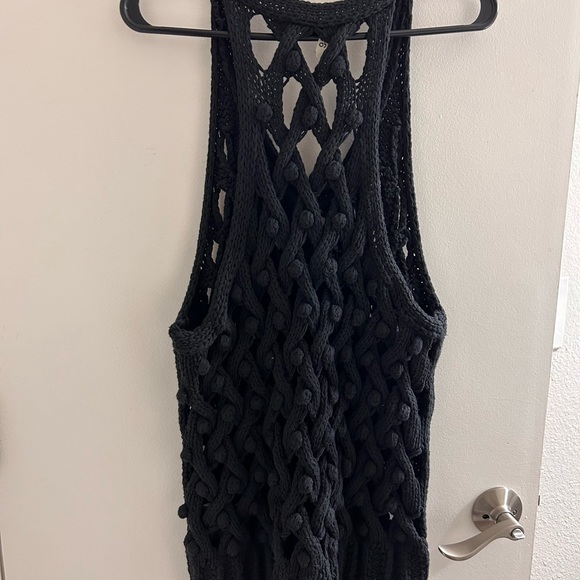 “ALEXANDER WANG”BLACK CHUNKY KNIT TOP-VEST/SIZE M/V-NECK/TUNIC LENGTH/MODERN - Picture 6 of 7